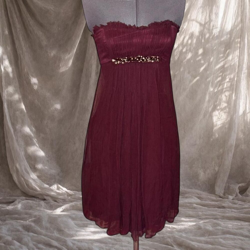 Bcbgmaxazria Women's Burgundy and Red Dress